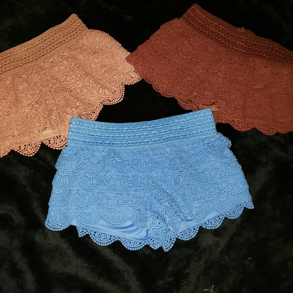 3 pair of crochet shorts